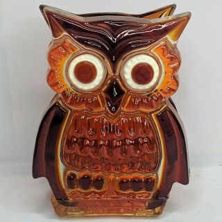 Retro Lucite Owl Napkin Holder Brown Orange Sun Catching Acrylic Vintage Kitchen