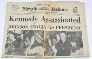 Newspaper Herald Tribune York November 23 1963 Kennedy Assassinated