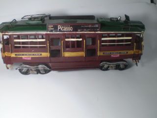 Vtg Unique Rustic Hand Made Hand Crafted Tin Model - Railway Trolley Car,  14 ".