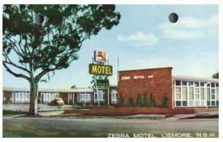 (t 5) Australia - Nsw - Lismore Zebra Motel - Motor Inn (2 Punch Hole At Top)