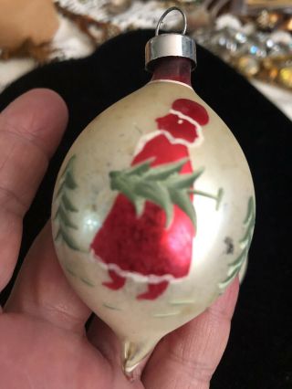 SET OF 2 - Vintage Mercury Glass Christmas Small Ornaments Indent Teardrop MCM 2