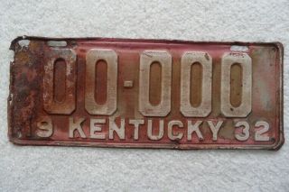 Kentucky 1932 “sample” License Plate– Look