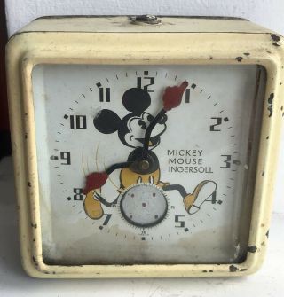 Vintage Ingersoll Mickey Mouse Clock 1930s A/f