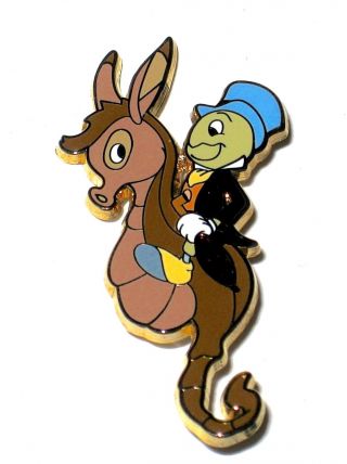 Rare Le Disney Pin✿pinocchio Little Charmers Series Jiminy Cricket Seahorse Ride