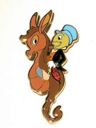 RARE LE Disney Pin✿Pinocchio Little Charmers Series Jiminy Cricket Seahorse Ride 2