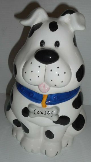 Dalmatian Dog Cookies Treat Jar Ceramic By Big Lead Intl Ltd 8 " Diameter X 12 " H