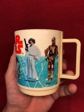 Vtg 1977 Star Wars Episode IV Deka Cup R2 - D2 C - 3PO Leia Luke Vader Mug 2