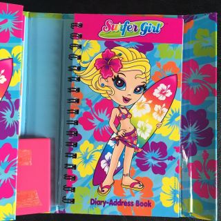 Lisa Frank Hawaiian Surfer Girl Stickers Calculator Memo Diary Address Book 2