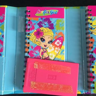 Lisa Frank Hawaiian Surfer Girl Stickers Calculator Memo Diary Address Book 3