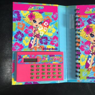 Lisa Frank Hawaiian Surfer Girl Stickers Calculator Memo Diary Address Book 5