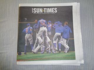 Chicago Sun - Times Chicago Cubs,  World Series,  Complete Newspaper Nov.  3,  2016