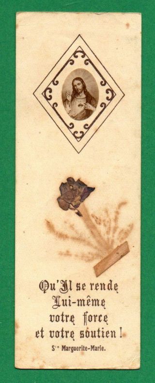 Relic From Hazel Of Apparition Paray Le Monial,  Flower Old 1936 Holy Card W/seal