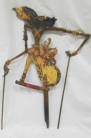 Antique Indonesian Wayang Kulit Kresna & Janaka Shadow puppets 2