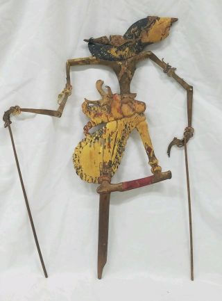 Antique Indonesian Wayang Kulit Kresna & Janaka Shadow puppets 3