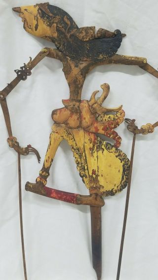 Antique Indonesian Wayang Kulit Kresna & Janaka Shadow puppets 7