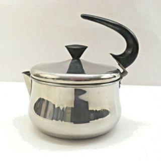 Vtg Farberware 2 Qt.  Stainless Steel Tea Pot Water Kettle 762 Mcm - Deco - Style