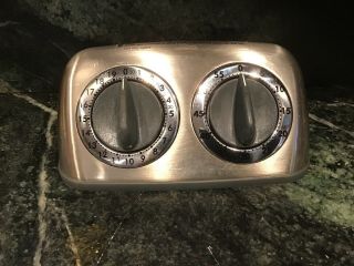 Amco 8425 " Two Timer " Vintage Dual Double Kitchen Timer Stainless Steel