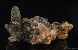 Smoky Quartz Crystal Cluster With Tourmaline Erongo Namibia 63x45x32 Mm