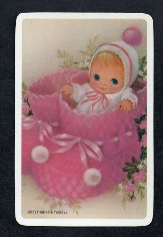 920.  204 Blank Back Swap Card - - Baby In Pink Bootie