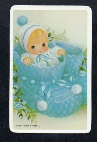 920.  203 Blank Back Swap Card - - Baby In Blue Bootie