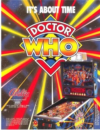 Doctor Who Pinball Flyer Nos Bally Game Art 1992 Daleks Tardis Sci - Fi