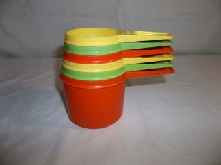 Vintage Tupperware Tangerine/apple/daffodil Set Of 6 Measuring Cups