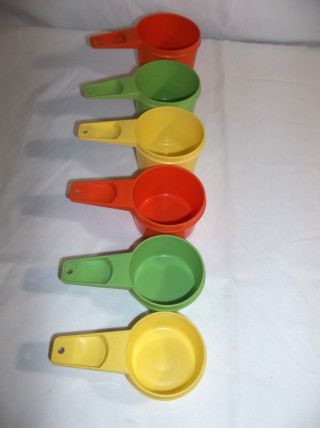 Vintage Tupperware Tangerine/Apple/Daffodil Set of 6 Measuring Cups 5