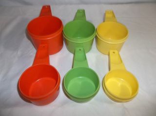 Vintage Tupperware Tangerine/Apple/Daffodil Set of 6 Measuring Cups 7