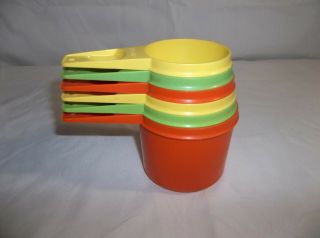Vintage Tupperware Tangerine/Apple/Daffodil Set of 6 Measuring Cups 8