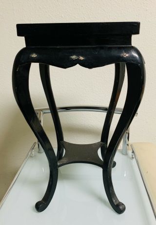 Vintage Black Lacquer And Mop Inlaid 22” Asian Stand