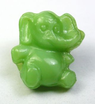 Vintage Glass Button Realistic Elephant W/ Trunk Up So Cute 1/2 "
