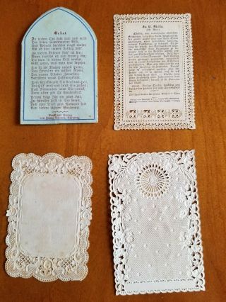 Set Of 4 Antique German Lace Holy Cards from late 1800s 2