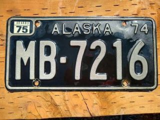 Black And Silver 1974 75 Tags Alaska License Plate Number Mb - 7216