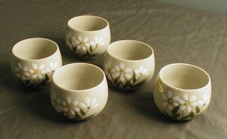 5 Vintage Japanese Tea Cups - Hand Crafted Otagiri - Japan - Daisy - Mk