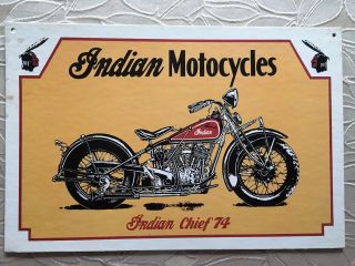 Vintage Indian Motorcycles Chief 74 Advertising Cardboard Sign