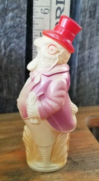 Antique Usa Easter Celluloid Dressed Rooster Man / Red Top Hat & Coat Tail