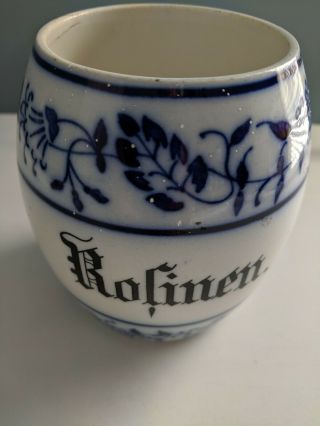 Vintage Made In Germany Blue Onion/flow Blue Rosinen (raisins) Canister No Lid Guc