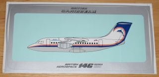 Old British Caribbean Airways (usa) Bae 146 - 100 Airline Sticker