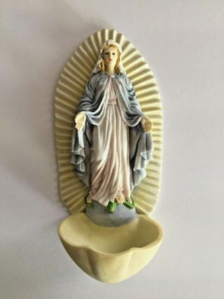 Madonna Mary Standing On Snake Holy Water Font