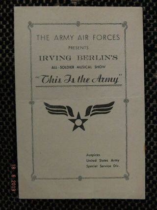 Wwii This Is The Army - Irving Berlin Army Air Forces C1943