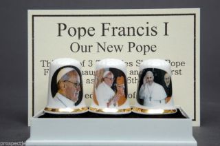 Pope Francis Our Pope Ltd Edition Boxed Set Of 3 China Thimbles B/183