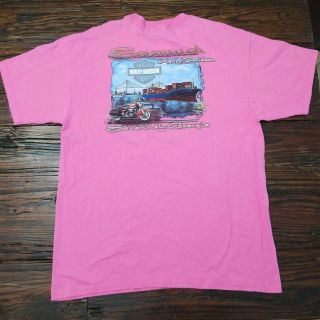 Harley Davidson Cycles T - Shirt Savannah Georgia Motorcycle Boat Pink Size XL 5
