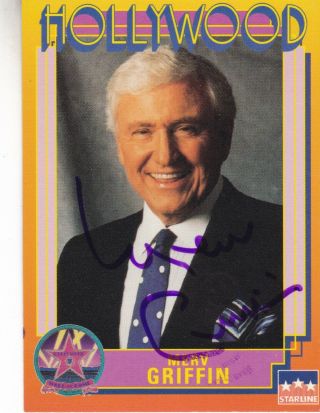 Signed Hollywood Trading Card Of Merv Griffin