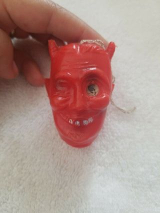 Vintage Plastic Halloween Red Devil Head Decoration With Flicker Eye