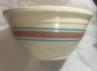 Vintage Bowl Dough Bowl Usa Pottery 10 Inch Mixing Bowl Mccoy Blue Pink Striped