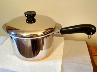 Revere Ware Copper Bottom Cookware 3 Qt Sauce Pan & Lid And Steamer Insert
