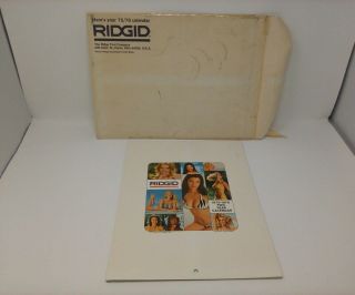 1975 1976 Ridgid Tool Pin Up Calendar With Mailing Envelope Near