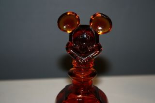 Rare Vintage Disney Mickey Mouse Perfume Bottle Ruby Red Glass Signed Disney 2