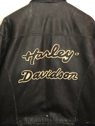 Vintage 1990’s Harley Davidson Distress Bomber Jacket Black Size Xl.