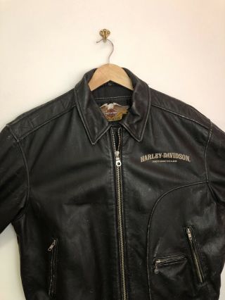 Vintage 1990’s Harley Davidson Distress Bomber Jacket Black Size XL. 3